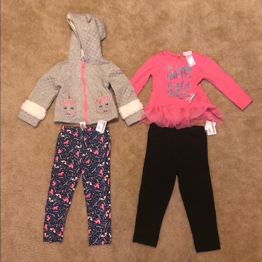 Little Lass 18 months 2 piece unicorn sets NWT